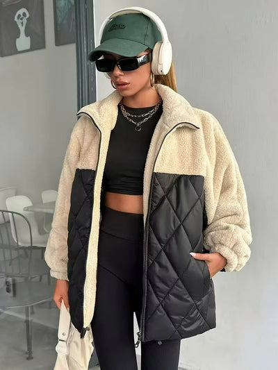 Damen Steppjacke mit Stehkragen und Reißverschluss