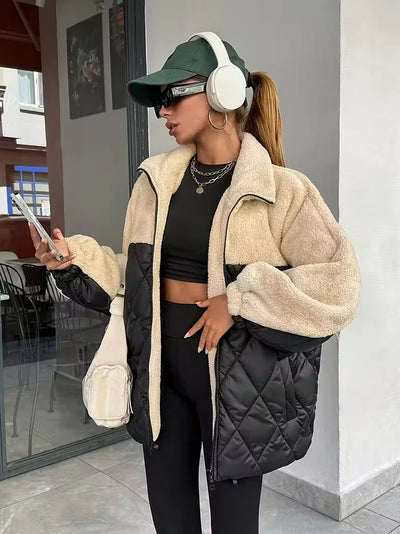 Damen Steppjacke mit Stehkragen und Reißverschluss