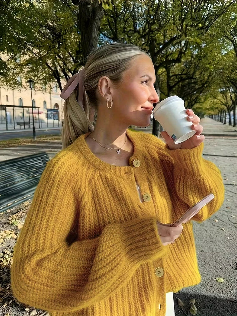 Damen Strick-Cardigan mit Knöpfen