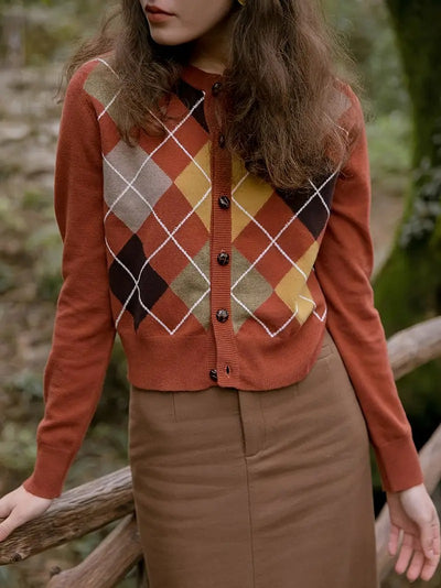 Damen Strickjacke mit Argyle-Muster