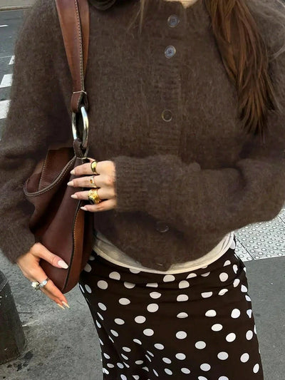 Damen Strickjacke mit Knöpfen und Rippstrick