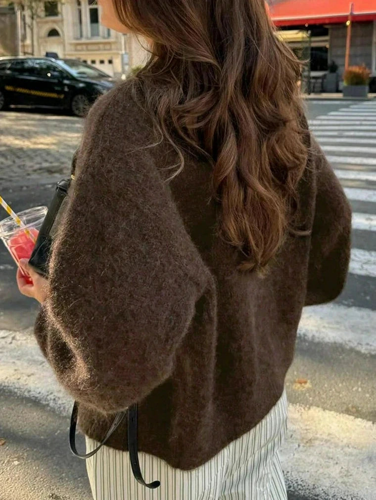 Damen Strickjacke mit Knöpfen und Rippstrick