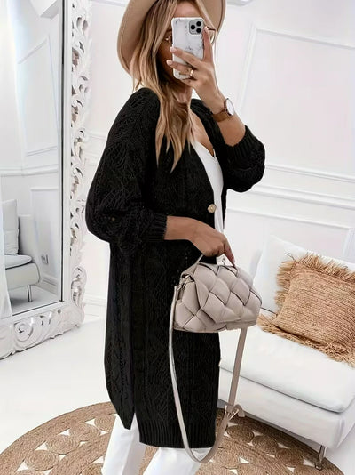 Damen Strickjacke mit Lochmuster-Stil und Knöpfen