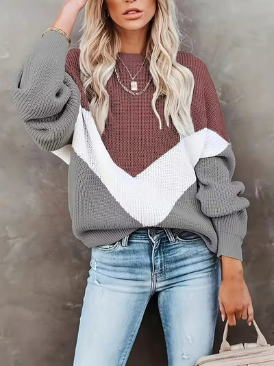 Damen Strickpullover mit Colourblock-Stil