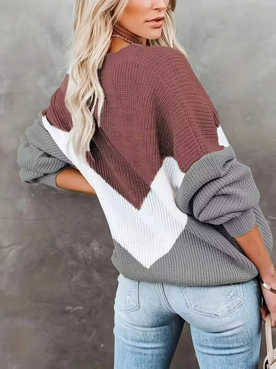 Damen Strickpullover mit Colourblock-Stil