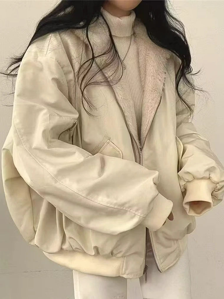 Damen Wendbare Reißverschluss Jacke mit Kapuze und Taschen