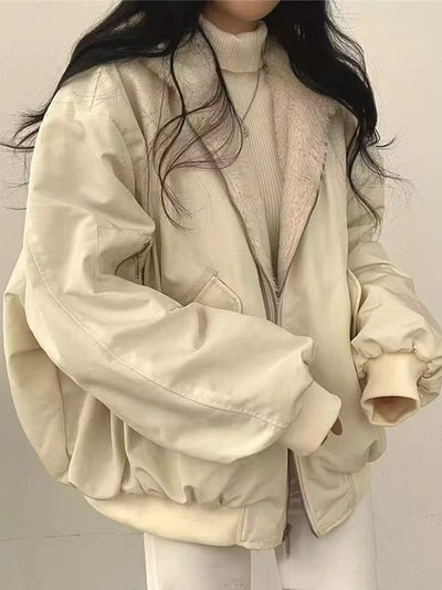 Damen Wendbare Reißverschluss Jacke mit Kapuze und Taschen