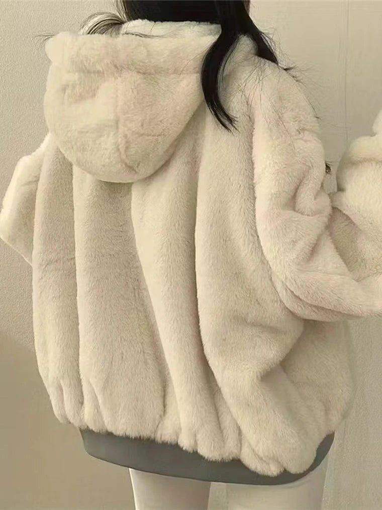 Damen Wendbare Reißverschluss Jacke mit Kapuze und Taschen