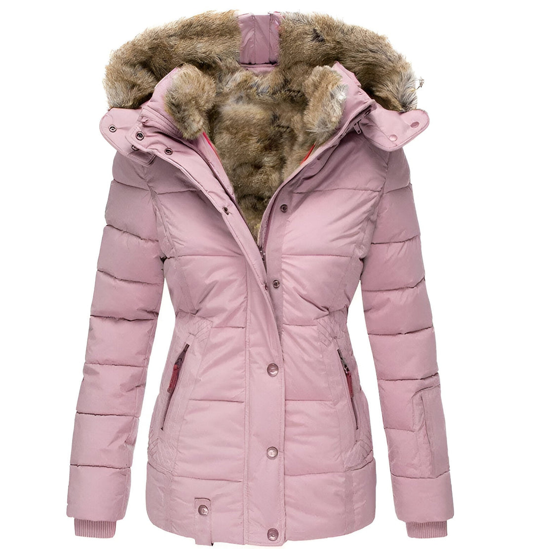 Damen Winterjacke mit Kapuze und Reißverschlusstaschen
