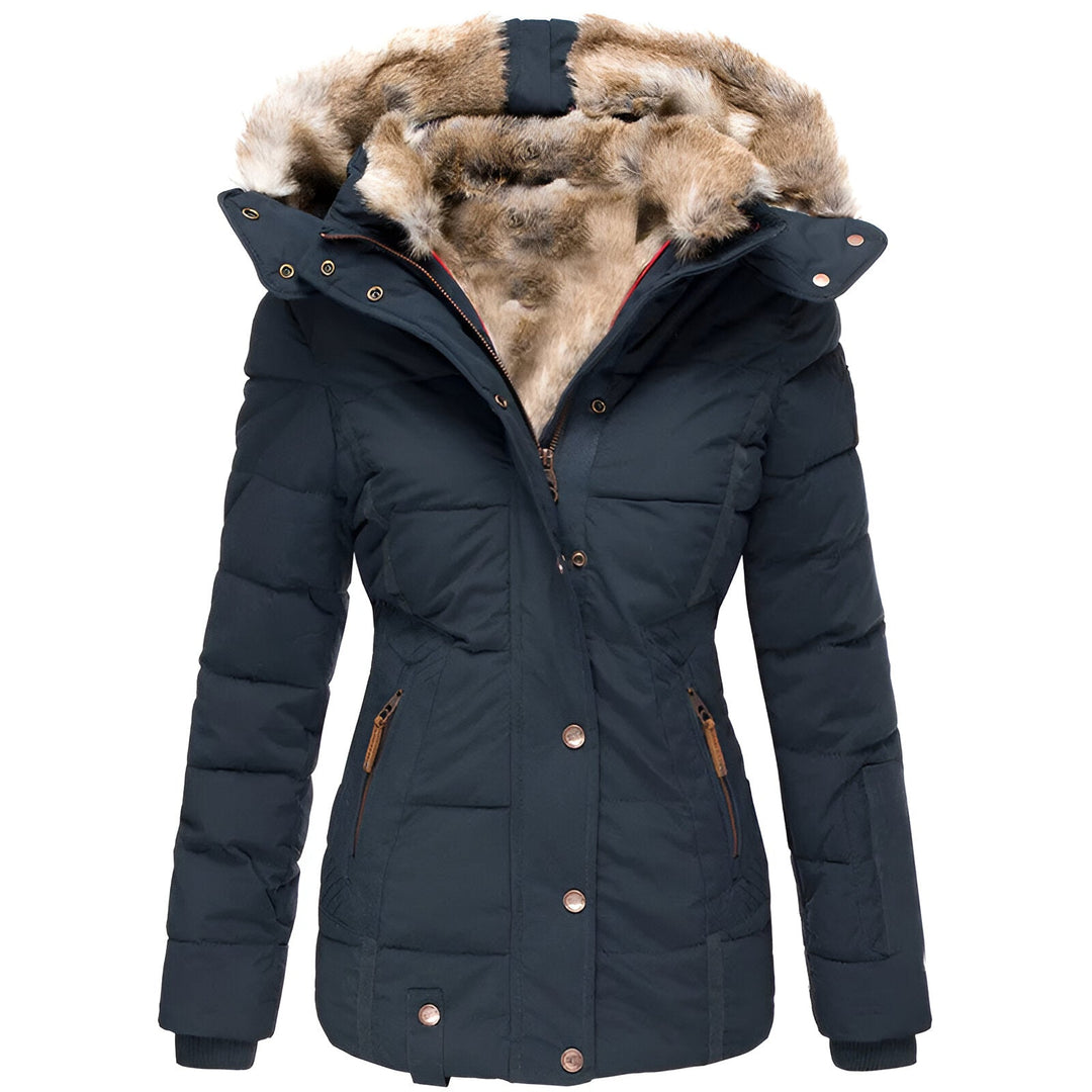Damen Winterjacke mit Kapuze und Reißverschlusstaschen