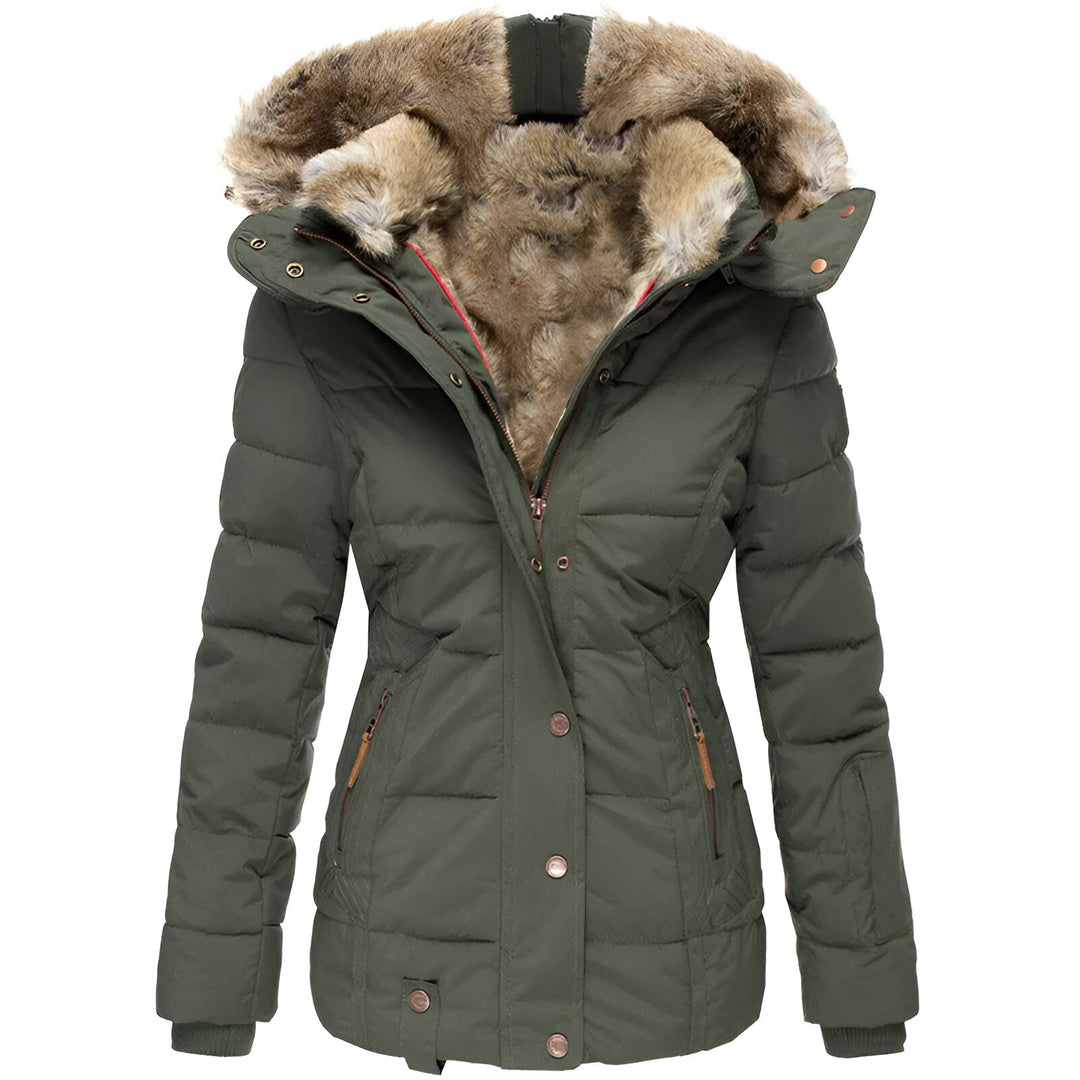 Damen Winterjacke mit Kapuze und Reißverschlusstaschen