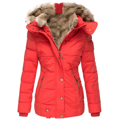 Damen Winterjacke mit Kapuze und Reißverschlusstaschen