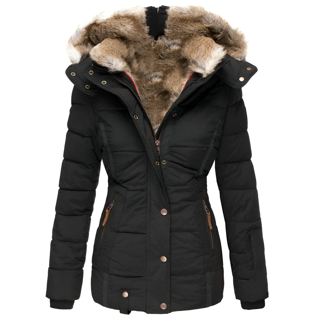 Damen Winterjacke mit Kapuze und Reißverschlusstaschen