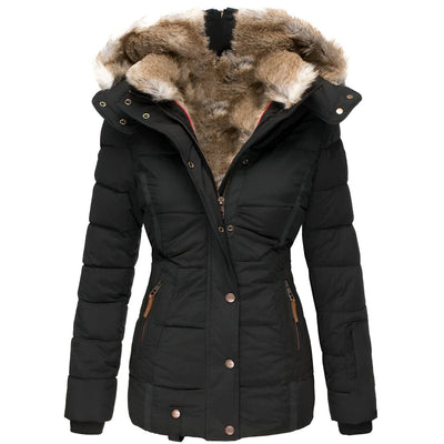 Damen Winterjacke mit Kapuze und Reißverschlusstaschen