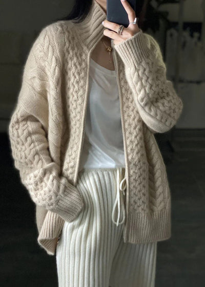 Damen Zopfmuster-Strickjake