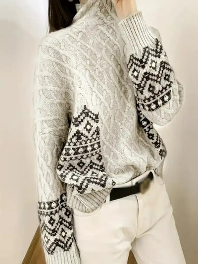 Damen Rollkragenpullover mit geometrischem Muster