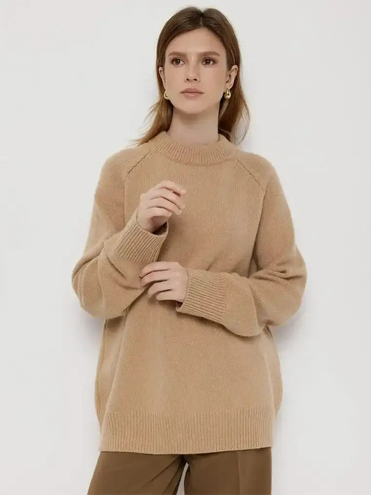 Damen Übergroßer Pullover mit Stehkragen