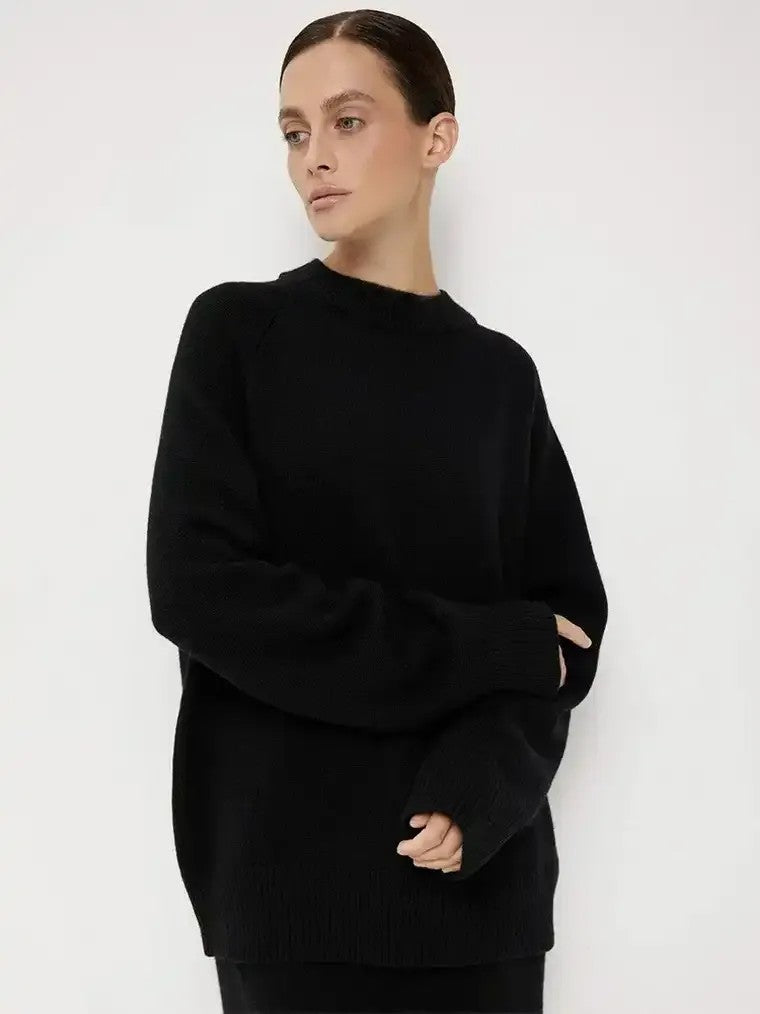 Damen Übergroßer Pullover mit Stehkragen