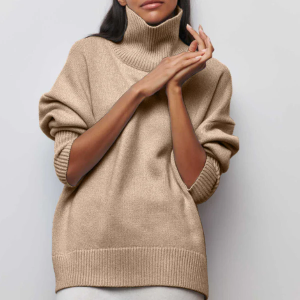Damengestrickter Rollkragenpullover