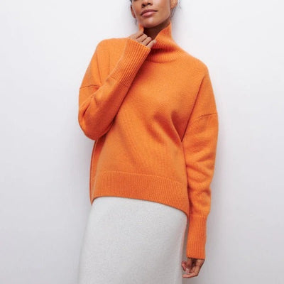 Damengestrickter Rollkragenpullover