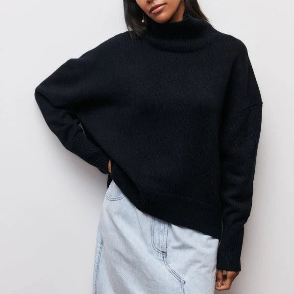 Damengestrickter Rollkragenpullover