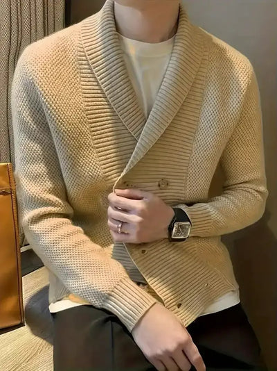 Gerippter Herren-Cardigan mit doppelter Knopfleiste