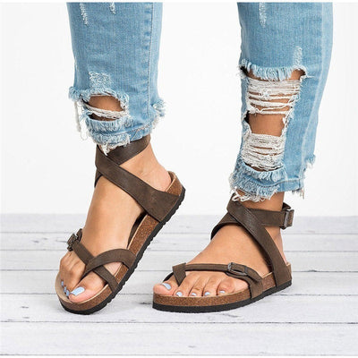 Flache Sandalen mit Gekreuztem Riemen für Damen