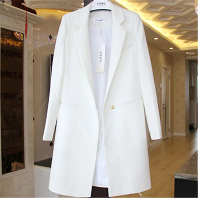 Damen Sommerblazer mit langen Ärmeln und Ein-Knopf-Verschluss