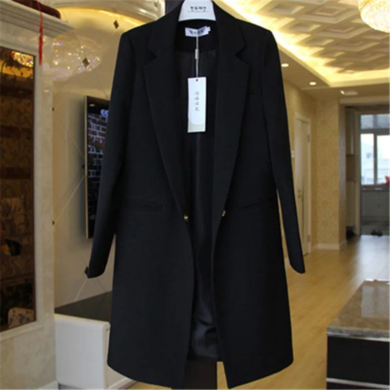 Damen Sommerblazer mit langen Ärmeln und Ein-Knopf-Verschluss