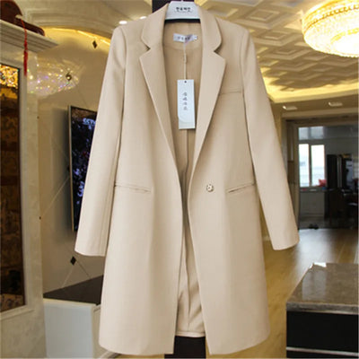 Damen Sommerblazer mit langen Ärmeln und Ein-Knopf-Verschluss