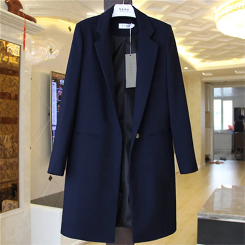 Damen Sommerblazer mit langen Ärmeln und Ein-Knopf-Verschluss