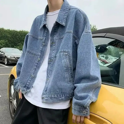Herren-Jeansjacke in Übergröße mit Knopfleiste