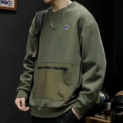 Herren-Langarm-Pullover mit Reißverschlusstasche