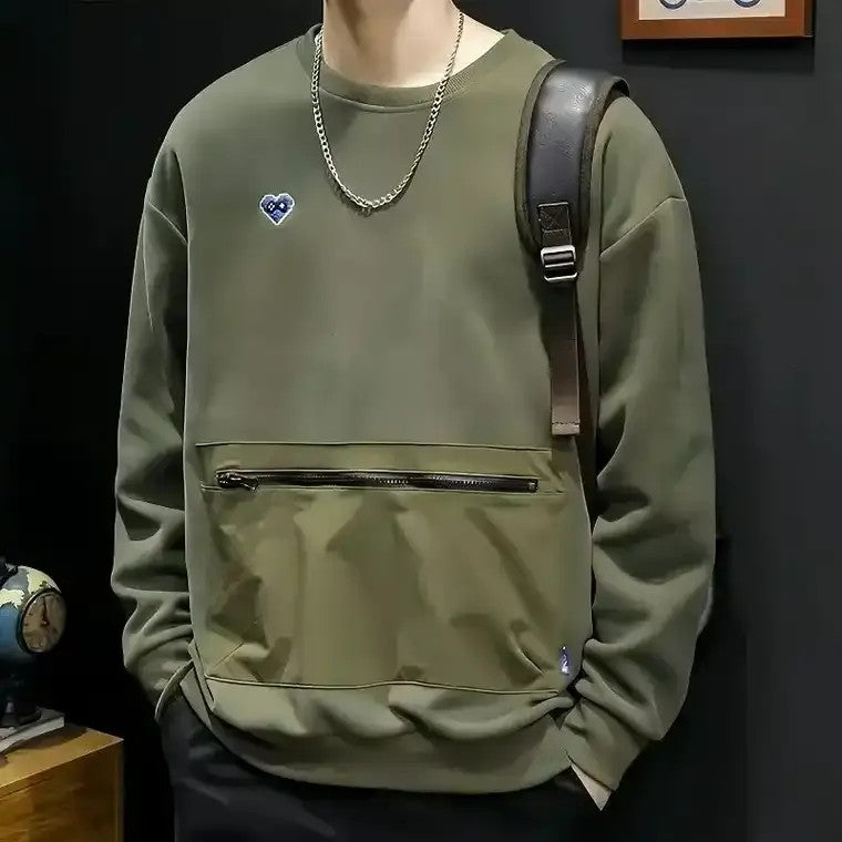 Herren-Langarm-Pullover mit Reißverschlusstasche