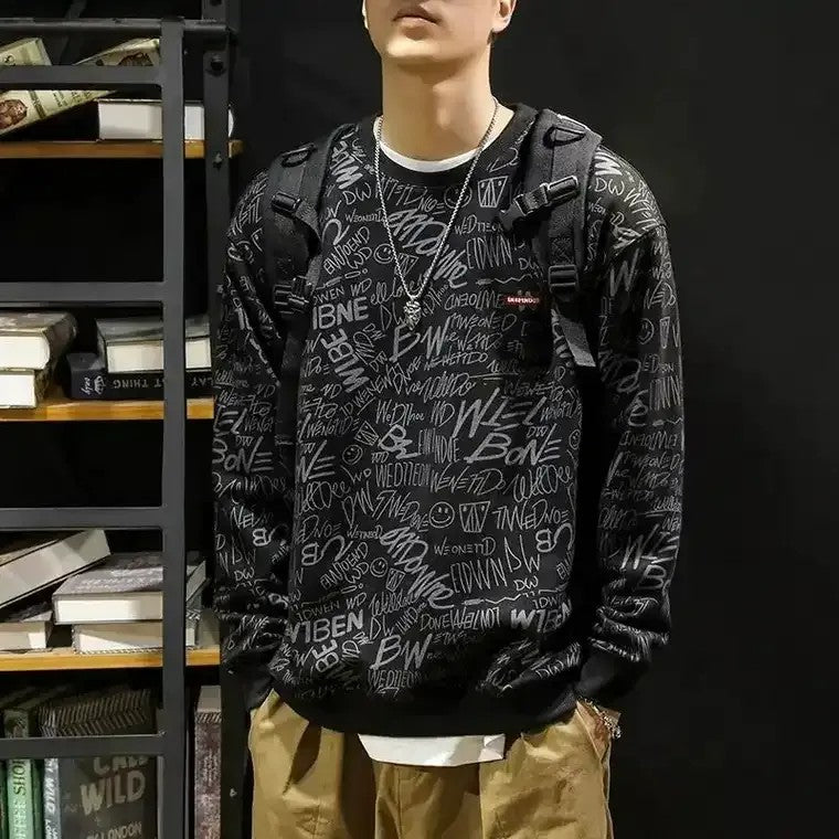 Herren-Pullover mit Graffiti-Print