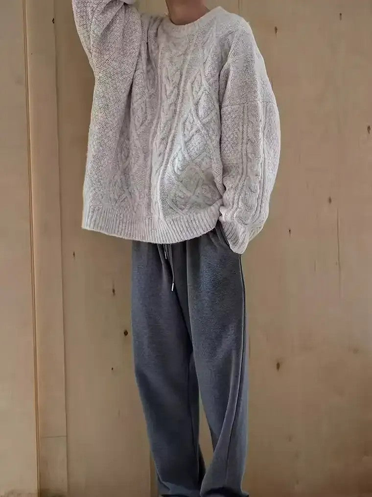 Herren-Pullover mit übergroßem Zopfmuster