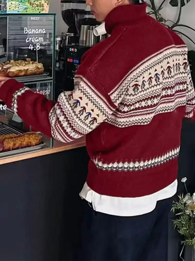 Herren-Stehkragen-Pullover mit Viertelreißverschluss