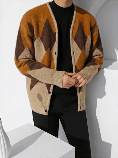 Herren Strickjacke mit Argyle Muster