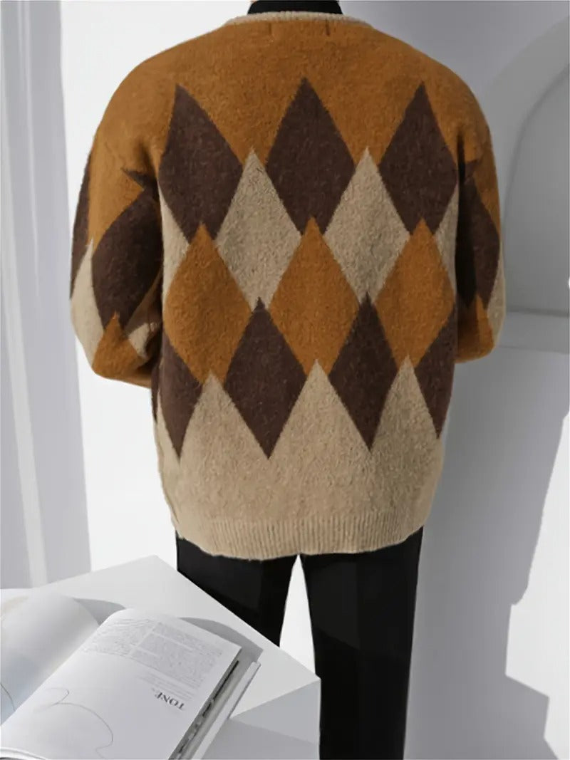 Herren Strickjacke mit Argyle Muster