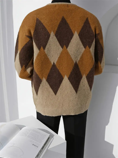Herren Strickjacke mit Argyle Muster