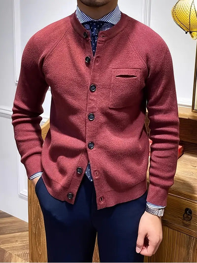 Herren-Strickjacke mit Rundhalsausschnitt