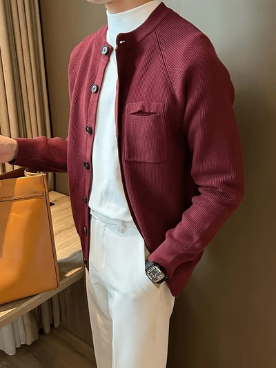 Herren-Strickjacke mit Rundhalsausschnitt