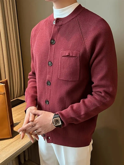 Herren-Strickjacke mit Rundhalsausschnitt