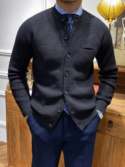 Herren-Strickjacke mit Rundhalsausschnitt
