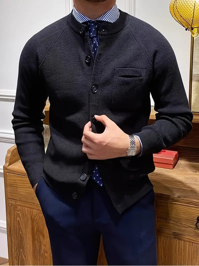 Herren-Strickjacke mit Rundhalsausschnitt