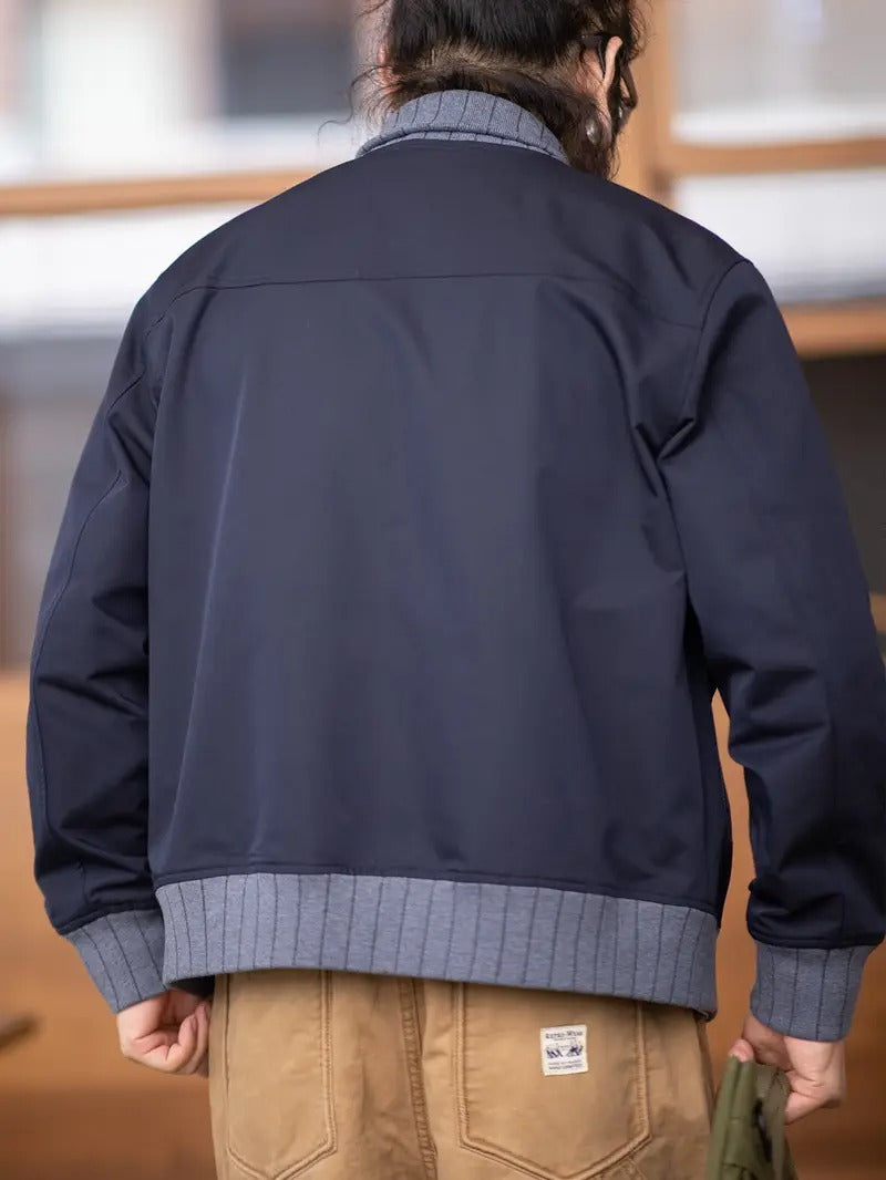Herren Bomberjacke mit Taschen und Geripptem Bündchensaum