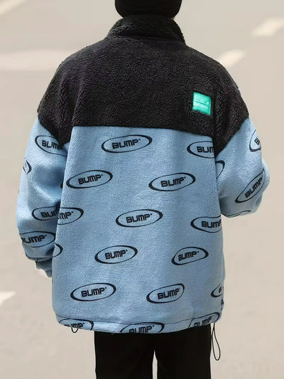 Herren Colourblock Stehkragen Jacke mit Reißverschluss und Prints