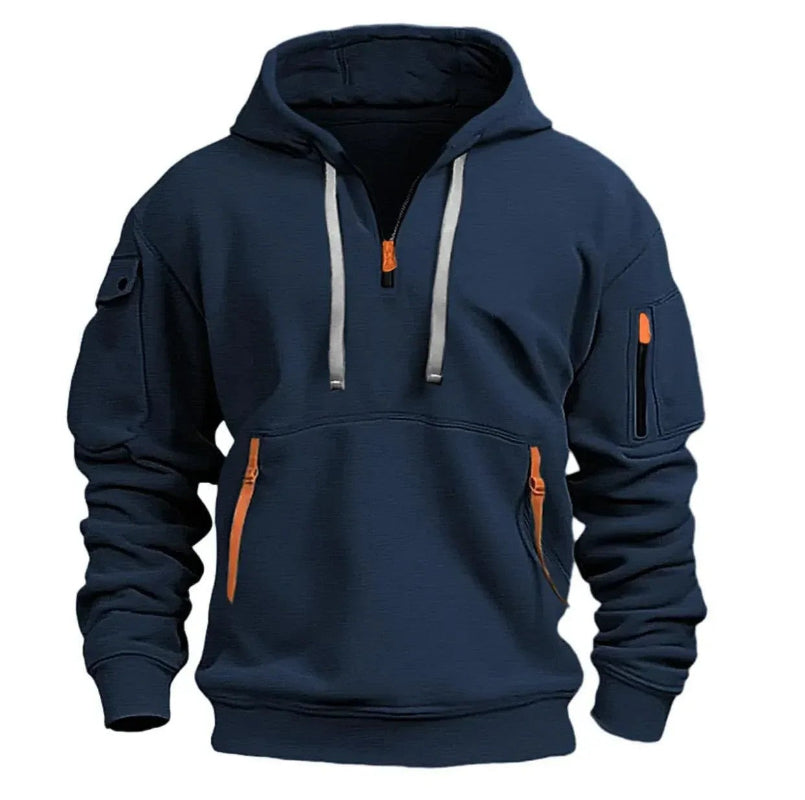 Herren Hoodie mit Teilreißverschluss