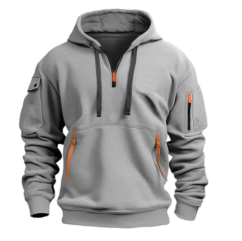 Herren Hoodie mit Teilreißverschluss
