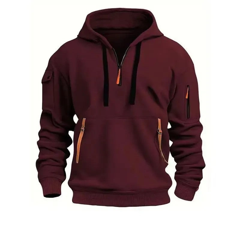 Herren Hoodie mit Teilreißverschluss